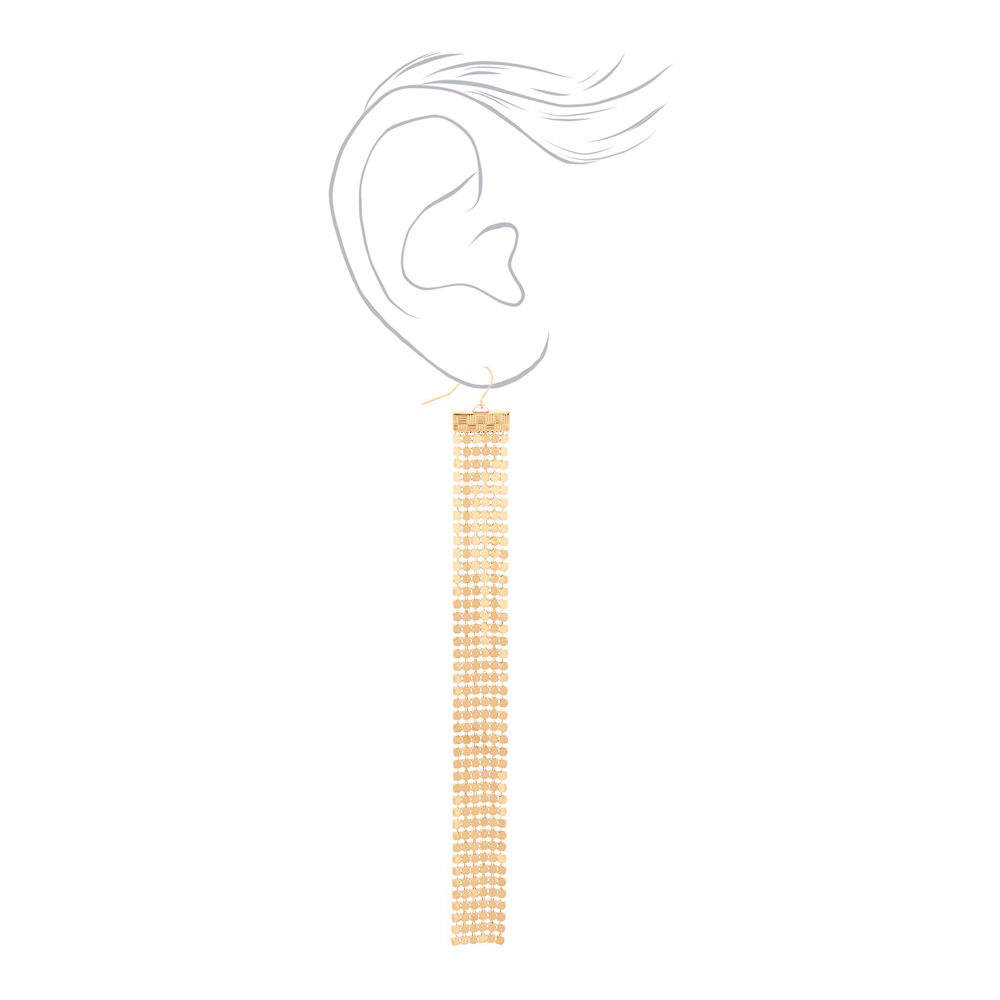 Gold 6" Disco Mesh Drop Earrings,