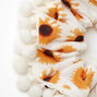 Pom Pom Trim Sunflower Hair Scrunchie - White,