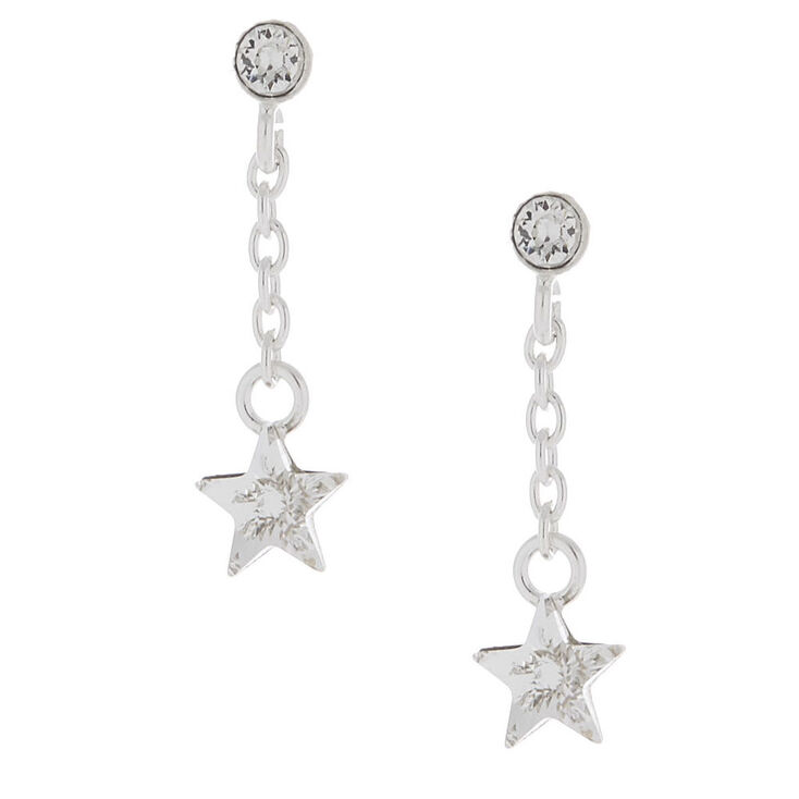 Sterling Silver Swarovski Crystal Star Drop Earrings Claire S Us