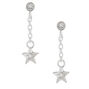 Sterling Silver Cubic Zirconia Star 1&quot; Drop Earrings,
