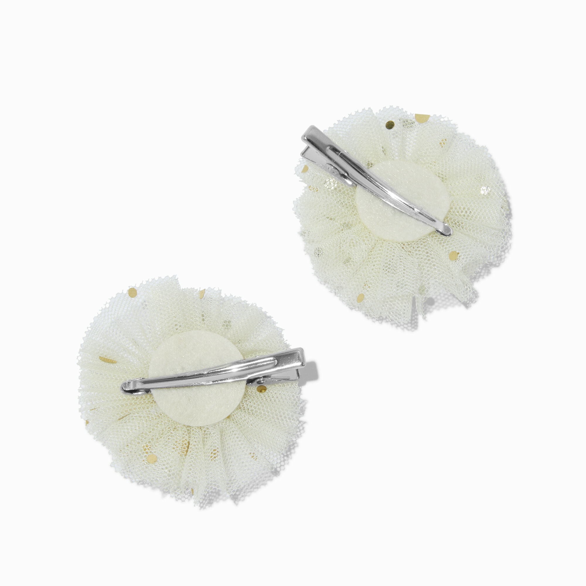 Heart Gold Bow Rosette Hair Clips - 2 Pack,