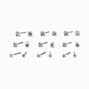 Silver Graduated Crystal Stud Earrings - 9 Pack,