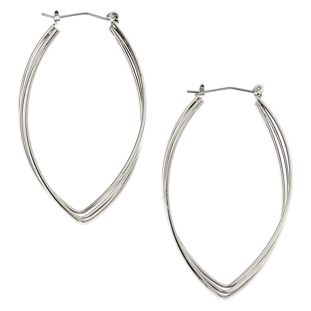 Silver 50MM Twisted Oval Hoop Earrings,
