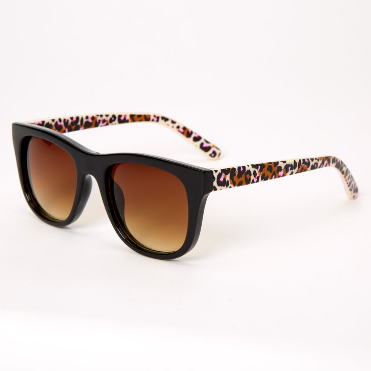 Claire's Lunettes de soleil imprimé léopard rose rétro - Noir