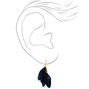 Gold 3.5&quot; Feather Drop Earrings - Black,