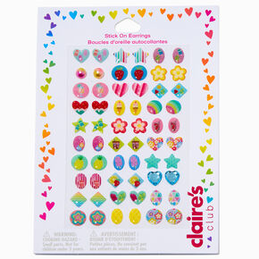 Claire&#39;s Club Summer Icons Stick On Earrings - 30 Pack,