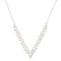 Silver Rhinestone Chevron Statement Necklace,