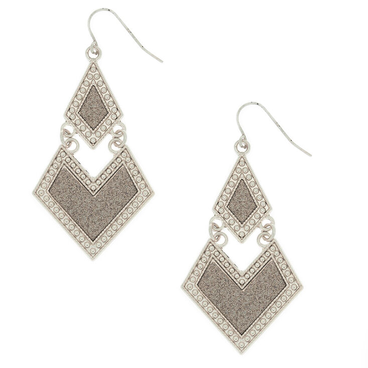 Claire's Pendantes géométriques à paillettes couleur argentés 5 cm
