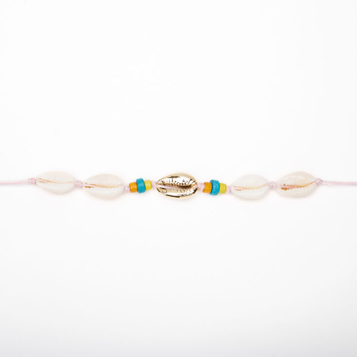 Neon Beaded Cowrie Choker Necklace - White,