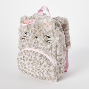 Claire&#39;s Club Furry Pink Cat Small Backpack,