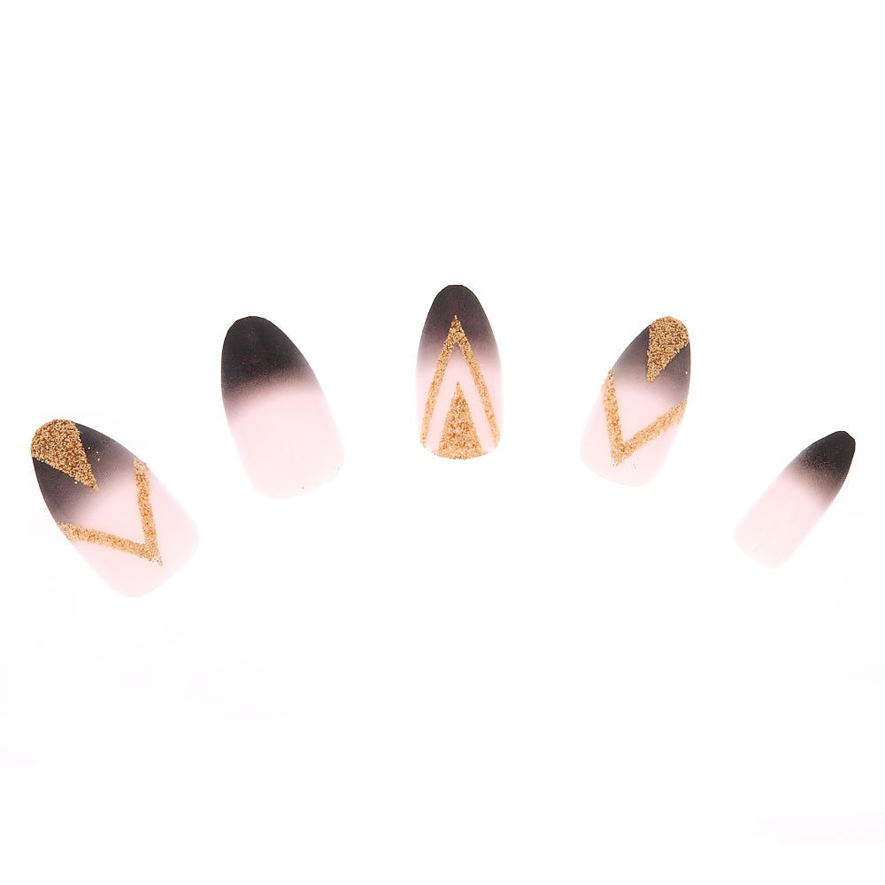 Lot de 24 faux ongles violets style french manucure à paillettes,