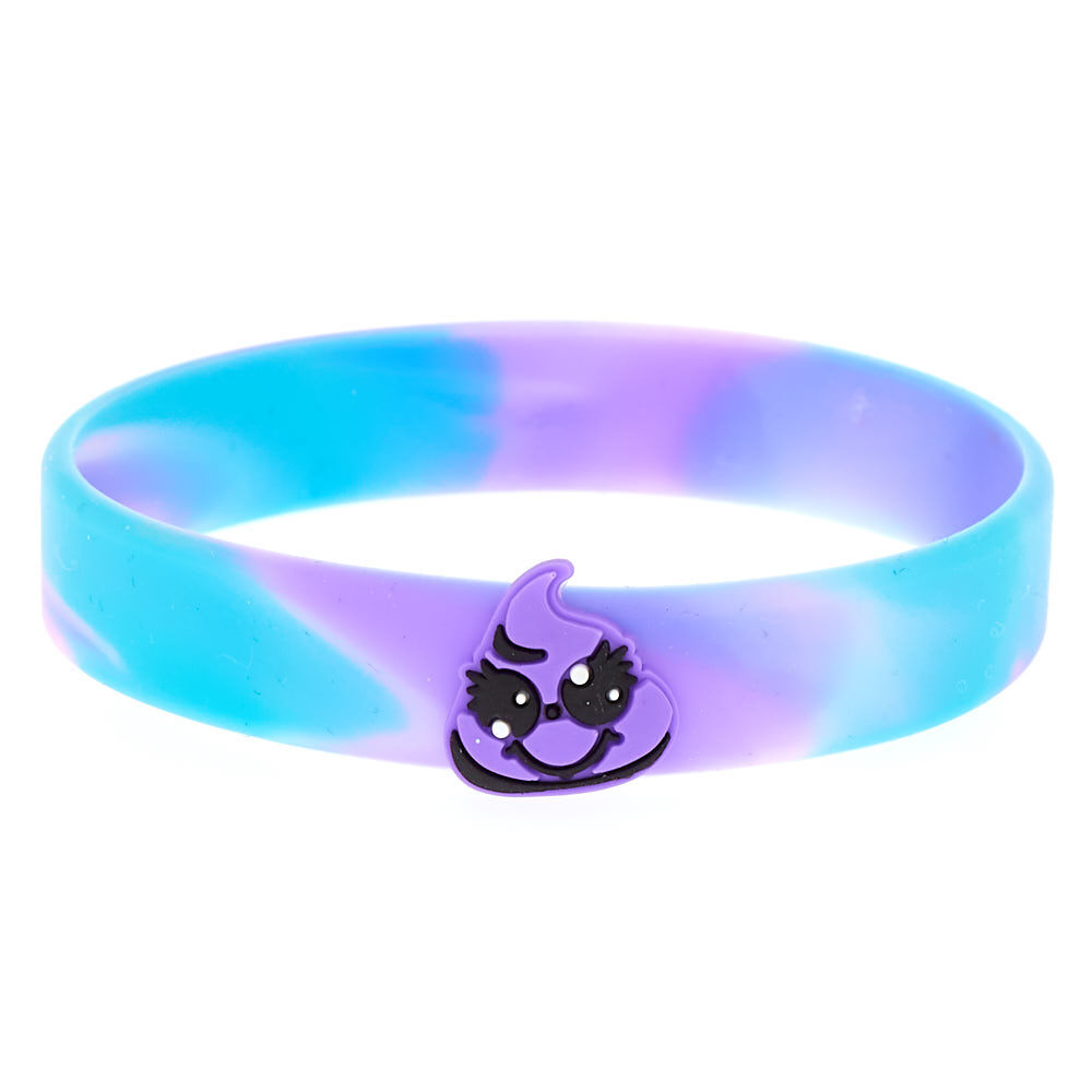 Rubber Poop Emoji Bracelet - Purple,