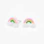 Sterling Silver Glitter Rainbow Stud Earrings,