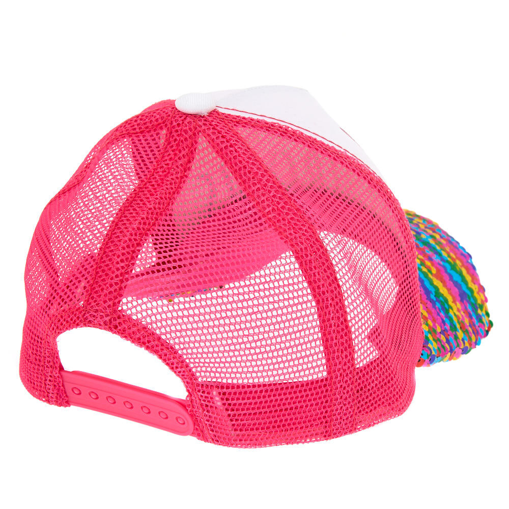 Chasing Rainbows Reversible Sequin Baseball Cap - Pink,