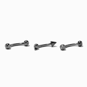 Titanium Cubic Zirconia 16G Tri-Stud Rook Earrings - 3 Pack,