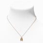 Gold August Birthstone Teddy Bear Pendant Necklace,