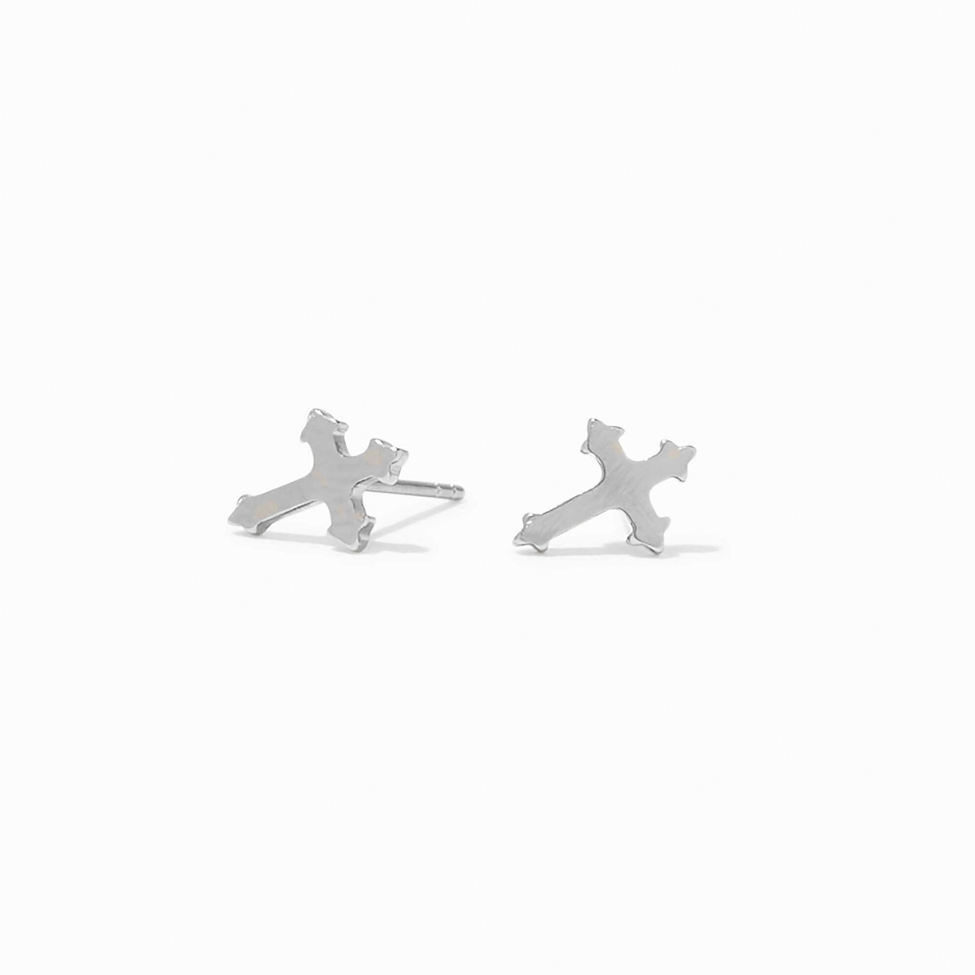 View C Luxe By Claires Titanium Cross Stud Earrings Silver information