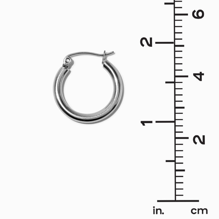 Silver-tone Stainless Steel 3MM Huggie Hoop Earrings,