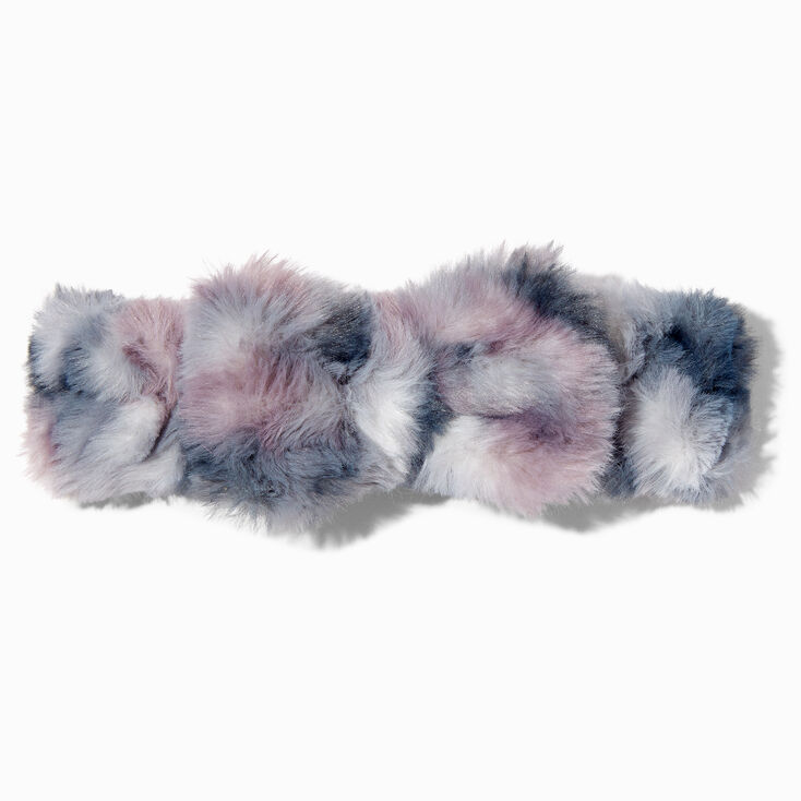 Multicolored Gray Furry Makeup Bow Headwrap,