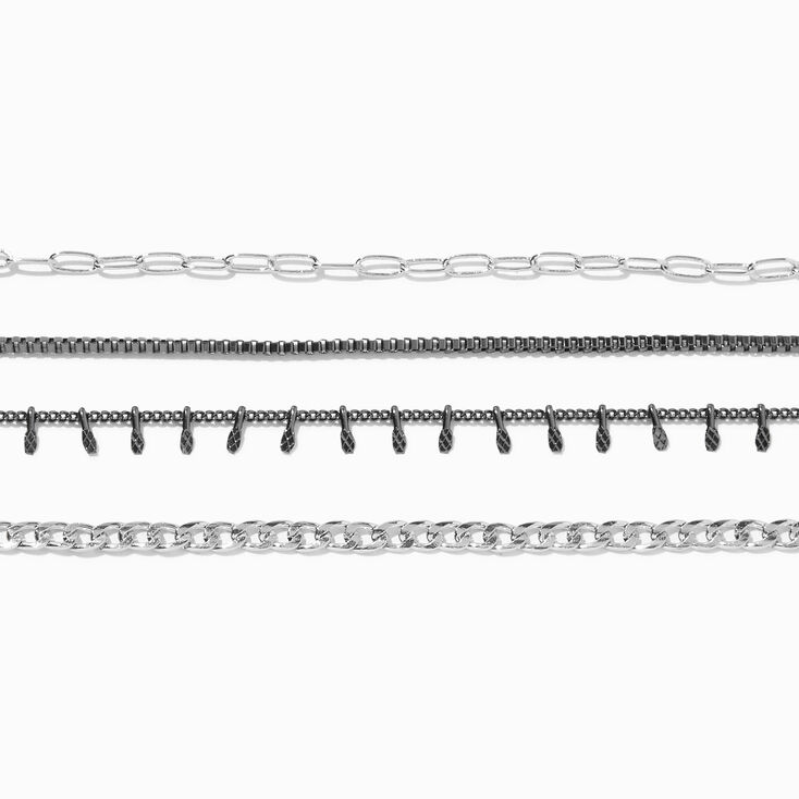 Black &amp; Silver Chain Choker Necklaces &#40;4 Pack&#41;,