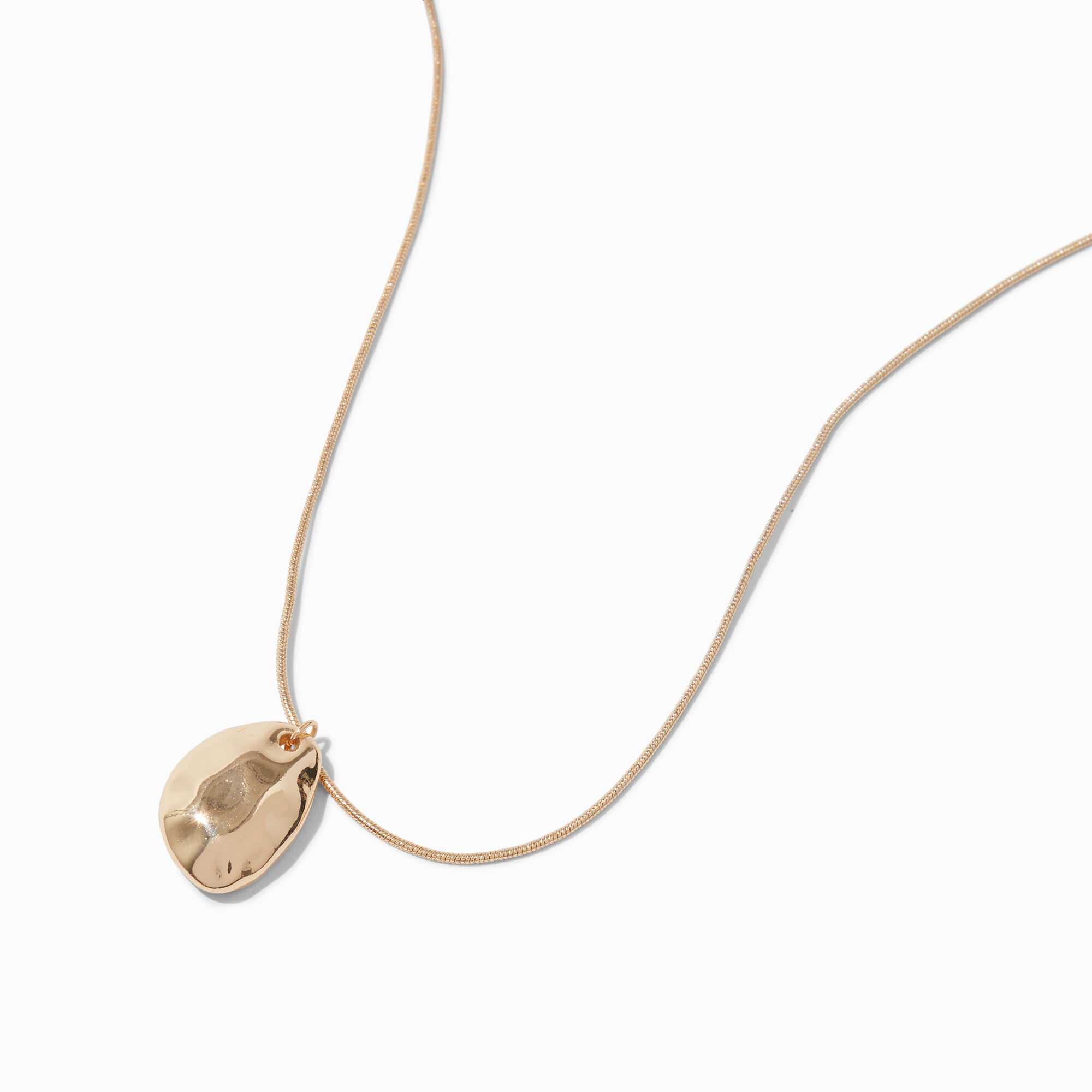 View Claires Tone Pebble Pendant Necklace Gold information