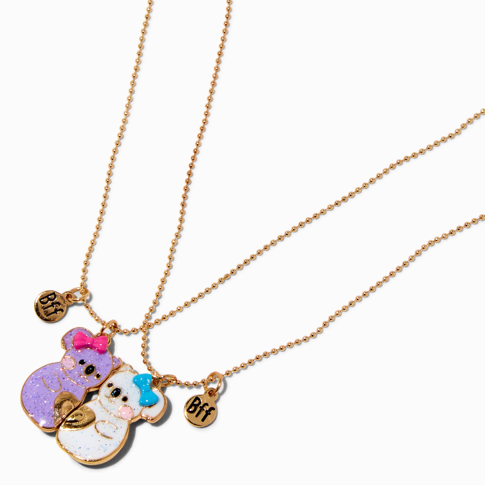 Best Friends Glitter Hugging Koalas Pendant Necklaces - 2 Pack,