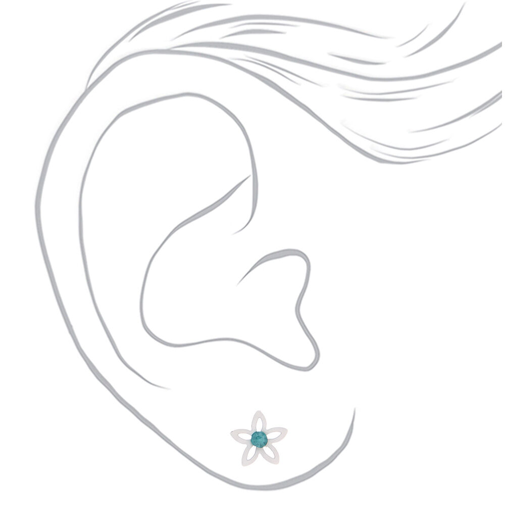 Tropical Flower Stud Earrings - White, 3 Pack,