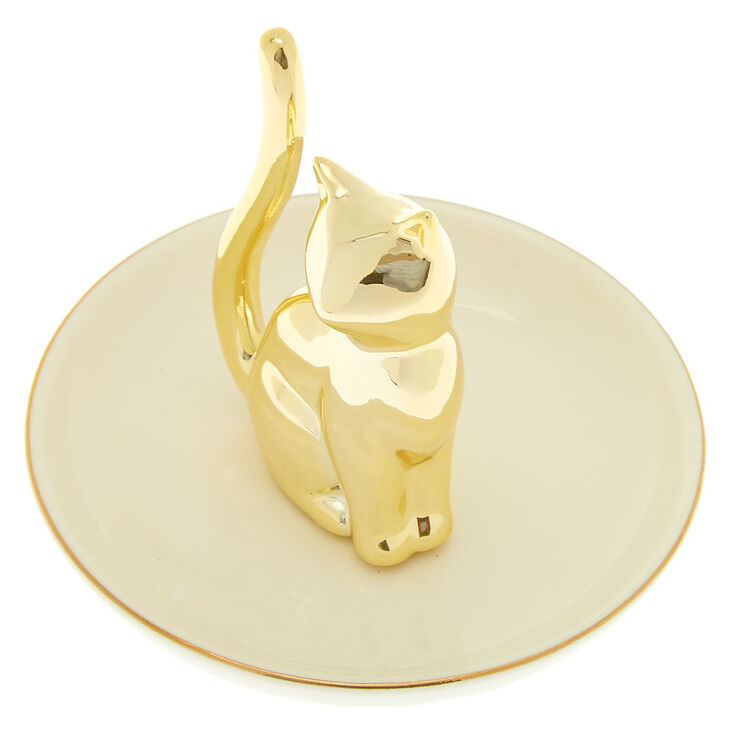 Ceramic Cat Jewelry Holder Tray - White,