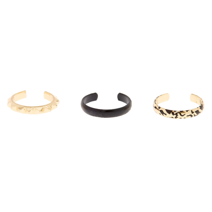 Leopard Print Stud Toe Ring Set,
