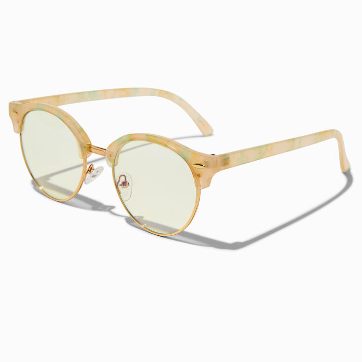 Lunettes &agrave; verres transparents brun clair avec effet marbr&eacute; et r&eacute;duction de la lumi&egrave;re bleue,