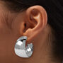 Silver-tone Wide 20mm Hoop Earrings ,