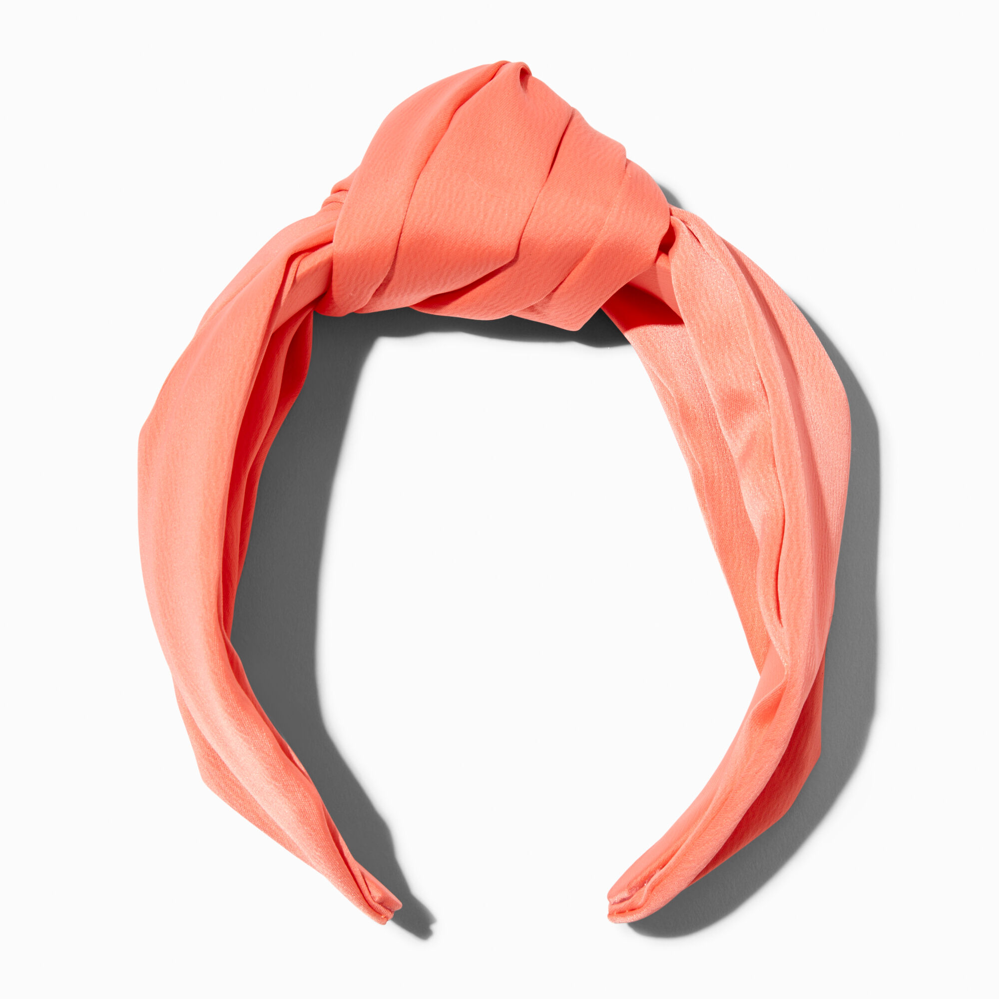 View Claires Melon Satin Knotted Headband Orange information