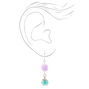 1.5&quot; Pom Pom Drop Earrings - Lilac and Teal,