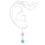 Pendantes pompon 4&nbsp;cm - Lilas et bleu sarcelle,