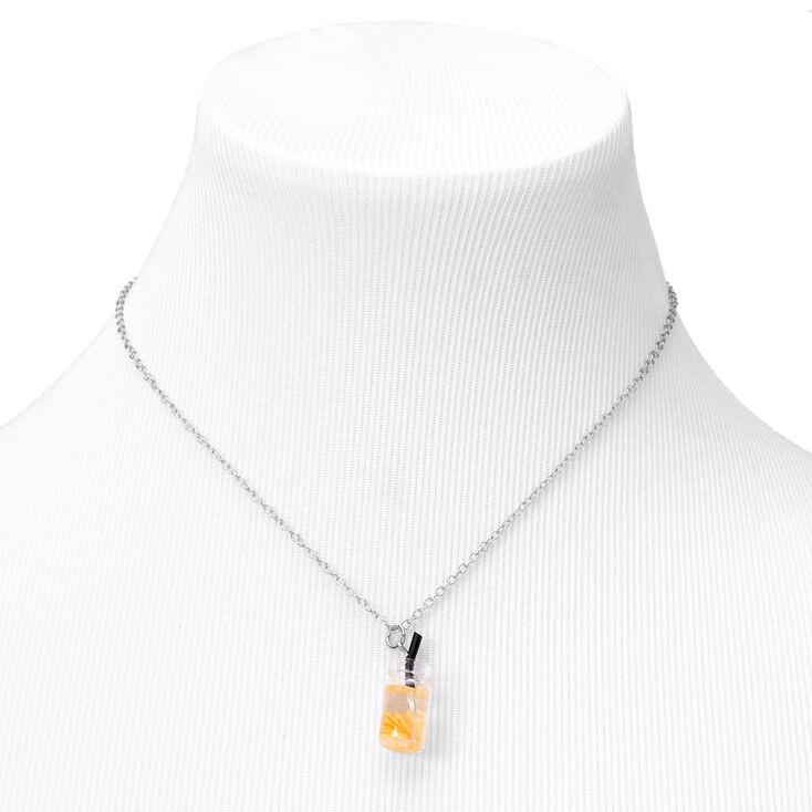 Silver Lemon Water Pendant Necklace,