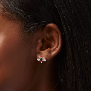 Rose Gold-tone Embellished Rainbow Clip-On Earrings - 6 Pack,