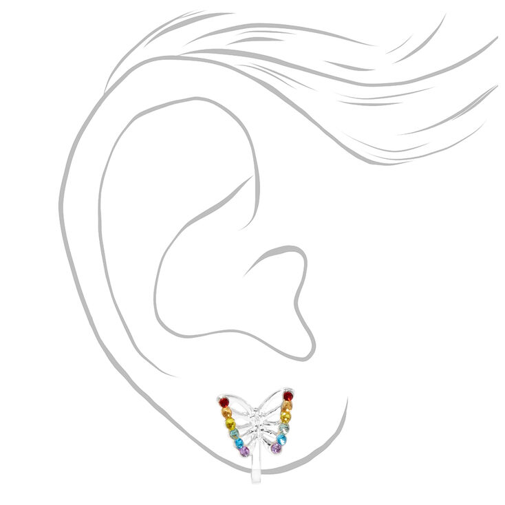 Rainbow Butterfly Clip On Earrings,