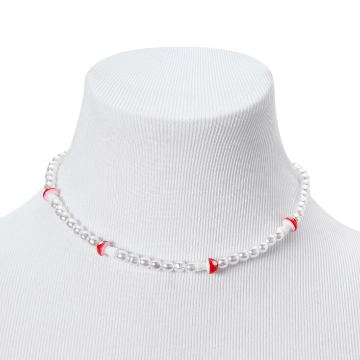 Lucky Mushroom Beaded Pearl Choker Necklace,