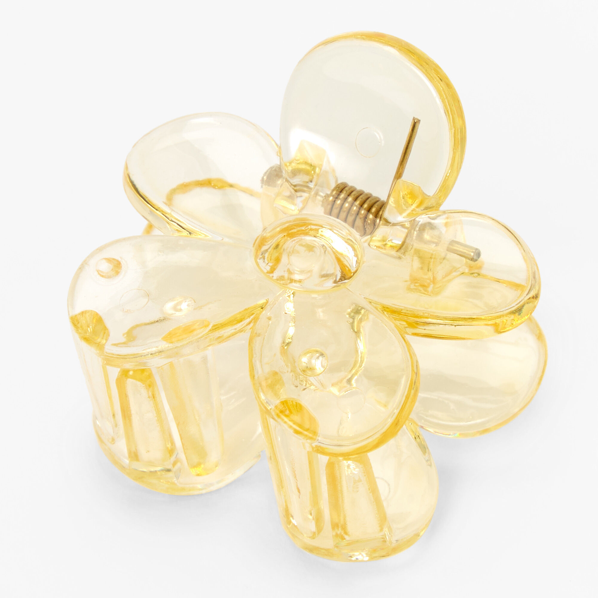 Pince à cheveux avec fleur transparente - Jaune,