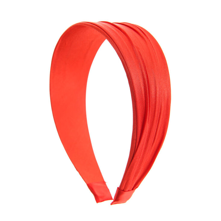 Serre-t&ecirc;te en tulle rouge satin&eacute;,