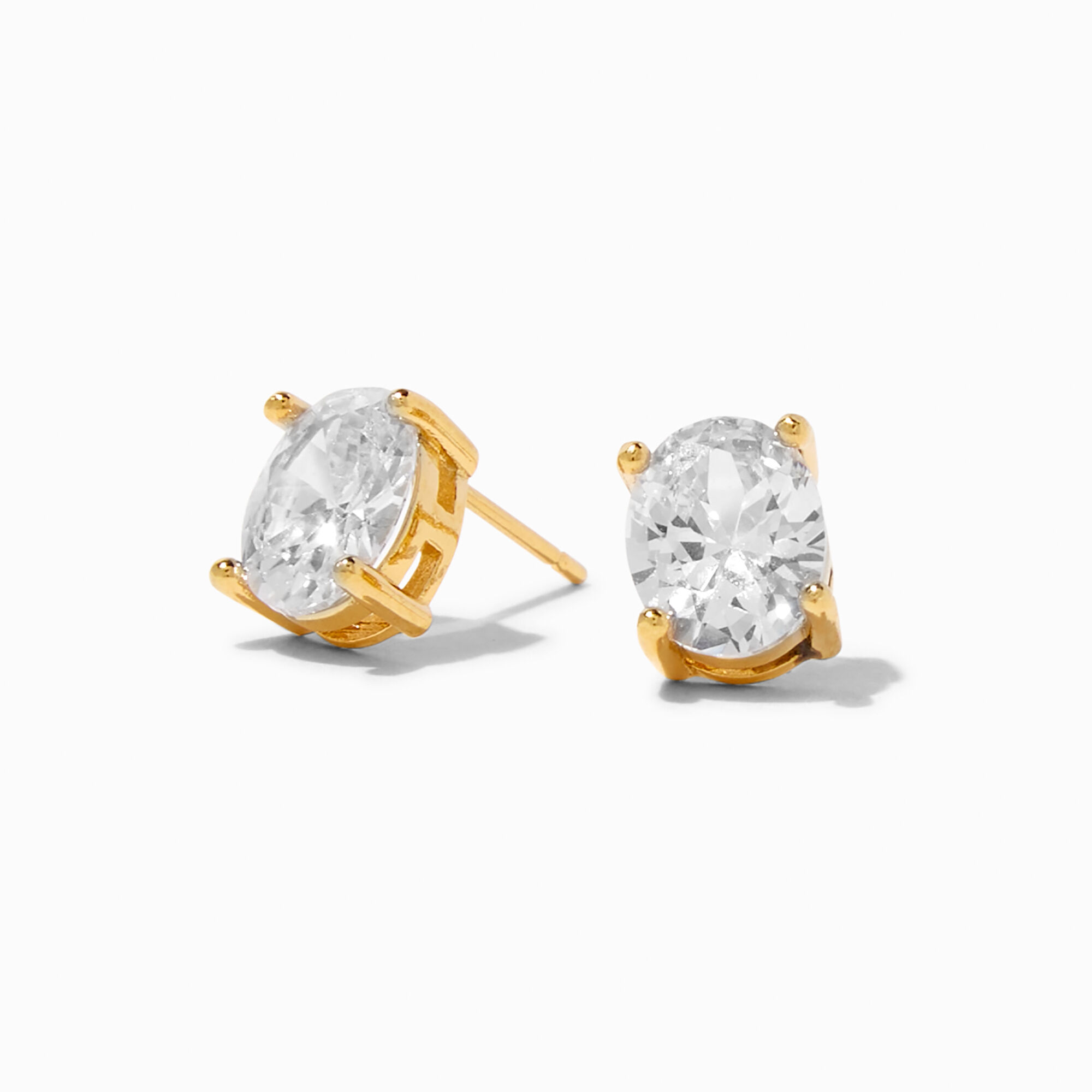 View C Luxe By Claires 18K Gold Plated 8MM Cubic Zirconia Oval Stud Earrings Yellow information