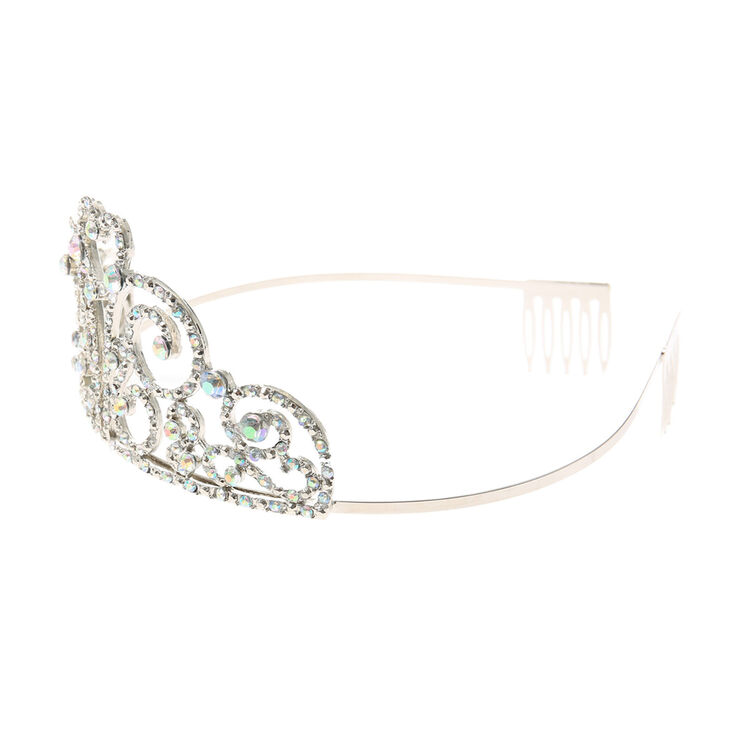 Claire&#39;s Club Silver-tone Crystal Heart Swirl Tiara,