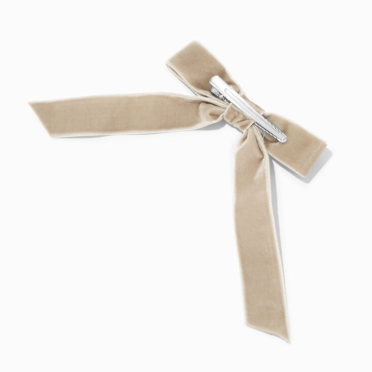 Gray Velvet Bow Hair Clips - 2 Pack,