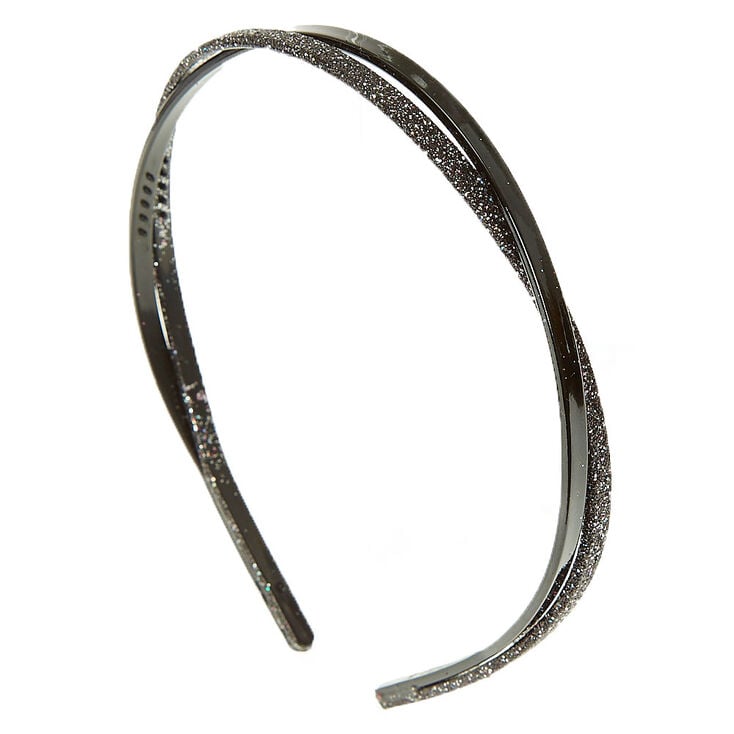 Claire's Serre-tête noir pailleté entrecroisé