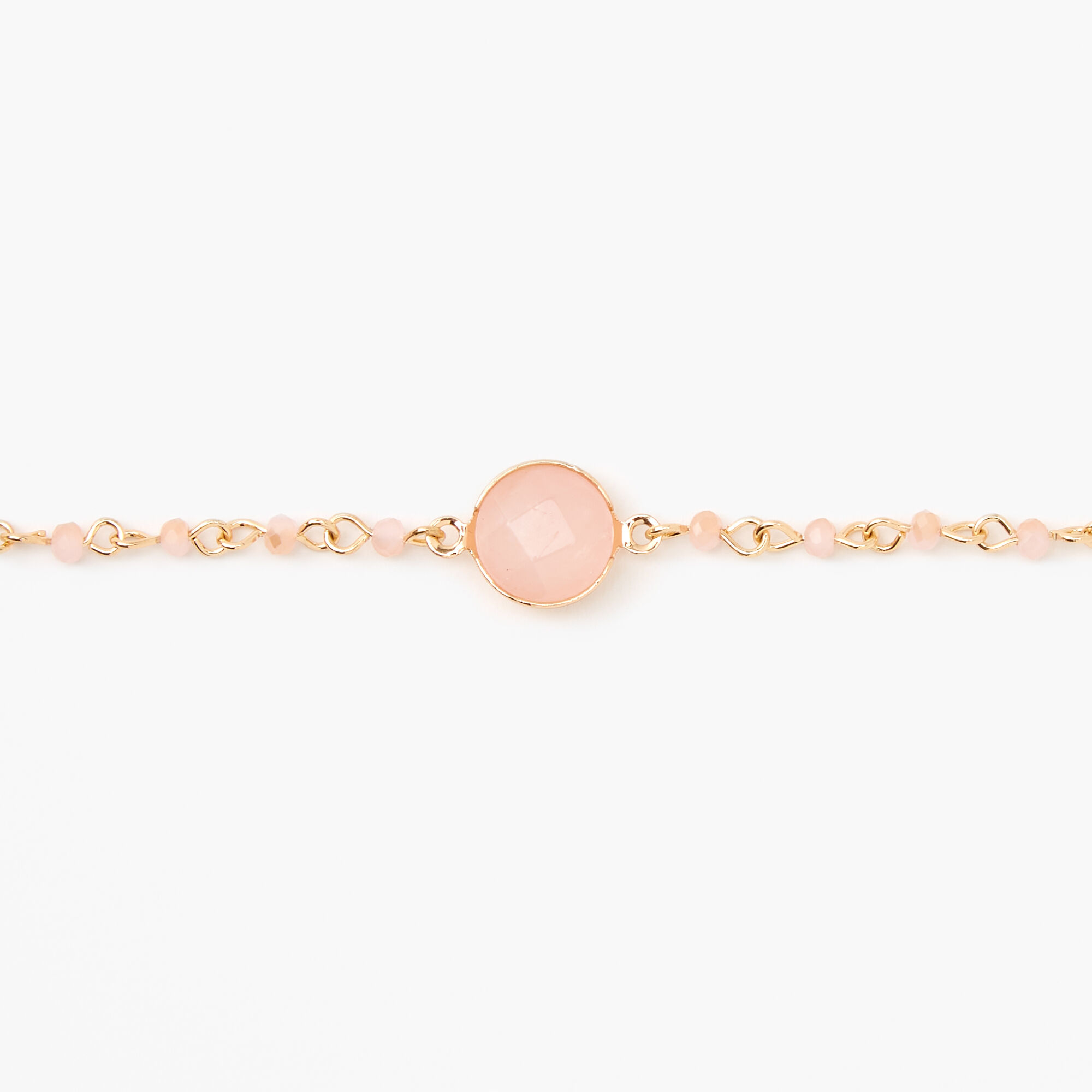 Gold Beaded Stone Choker Necklace - Blush Pink,