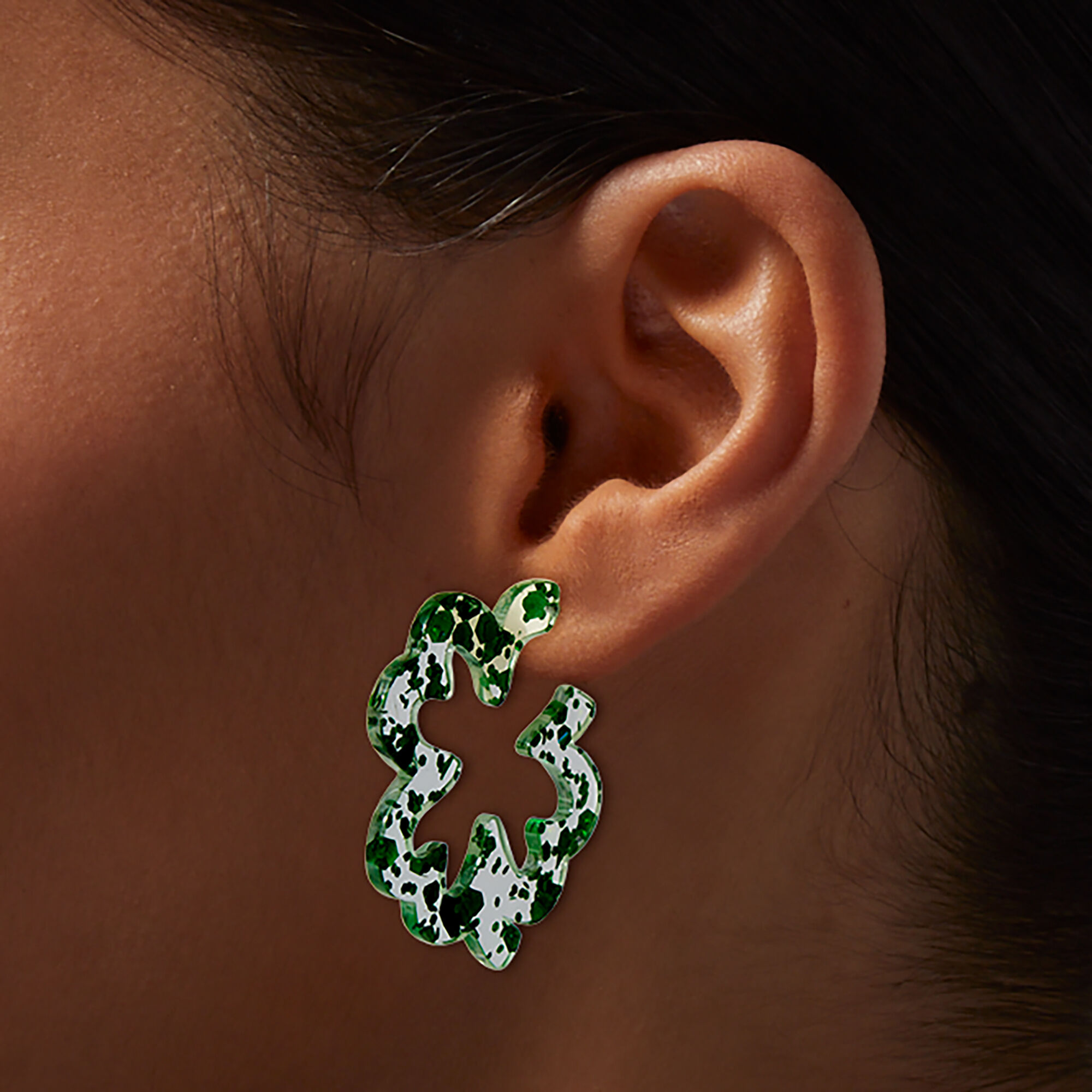 St. Patrick's Day Shamrock-Shaped Hoop Earring,