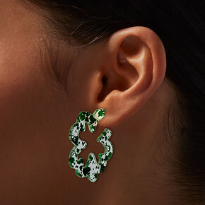 St. Patrick&#39;s Day Shamrock-Shaped Hoop Earring,