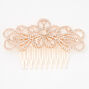 Rose Gold Silk Rhinestone Spiral Floral Hair Comb,