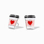 Red Heart Latte Cup Stud Earrings,
