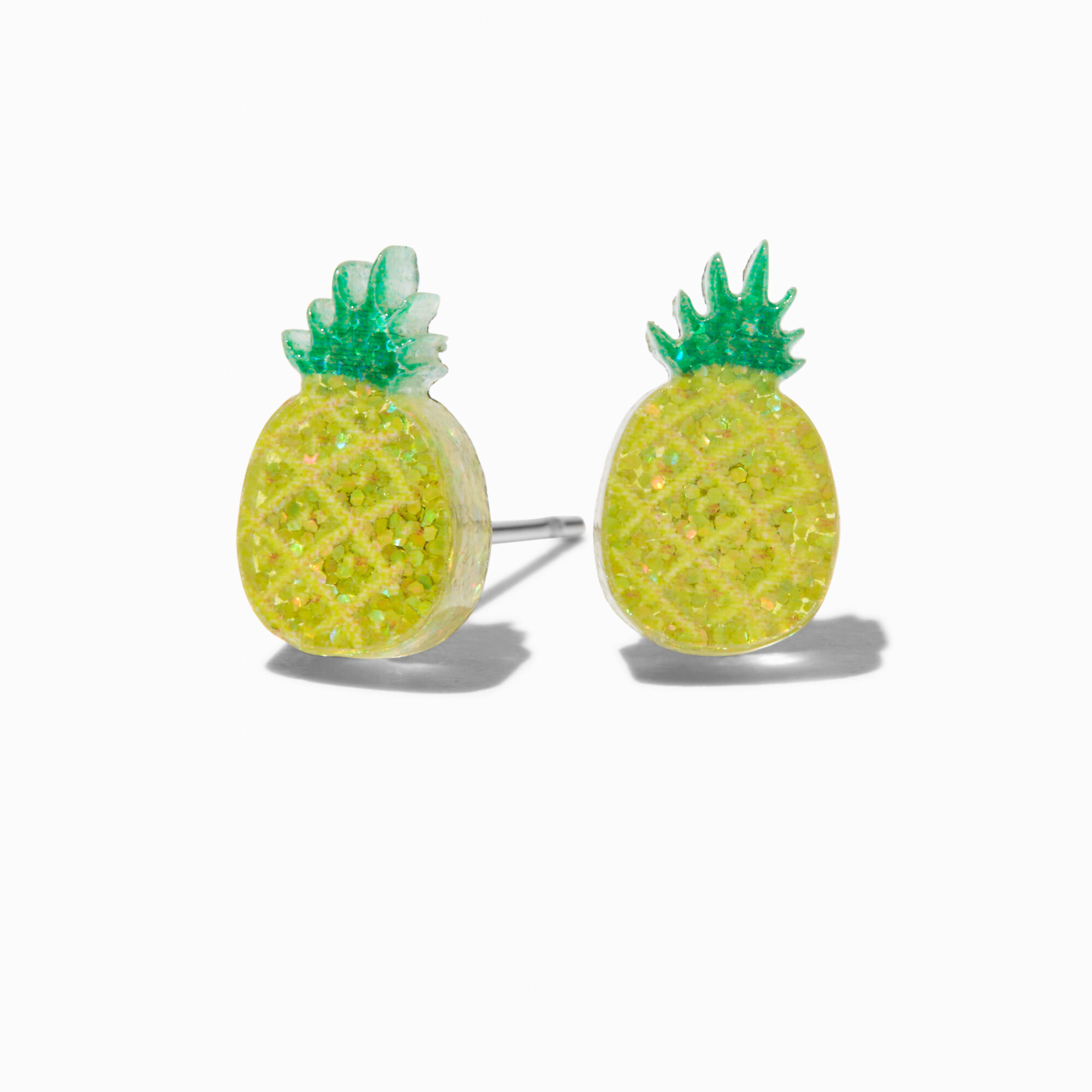 View Claires Pineapple Glitter Stud Earrings Yellow information